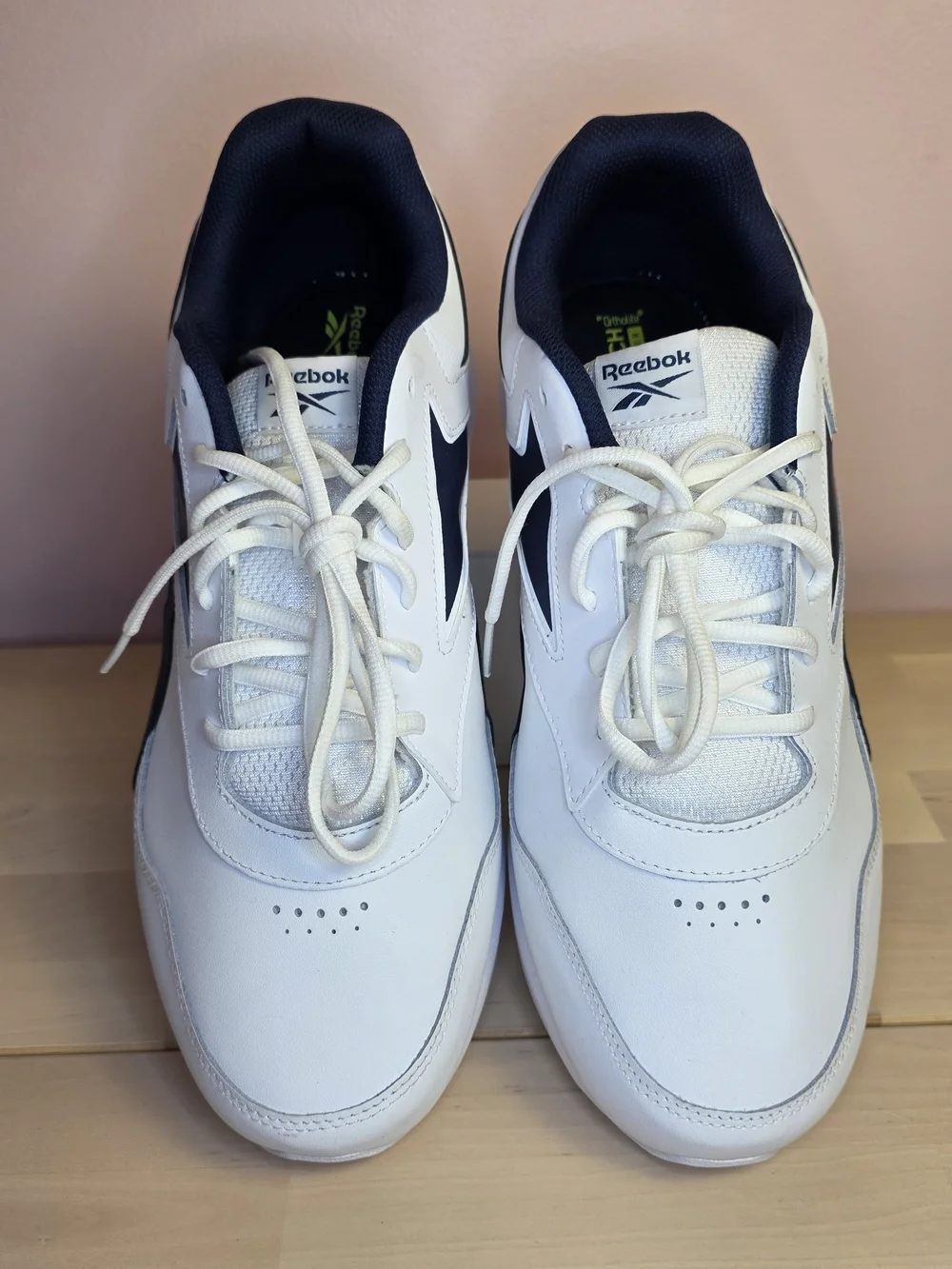 Reebok White and Navy Men's Lace-Up Sneakers